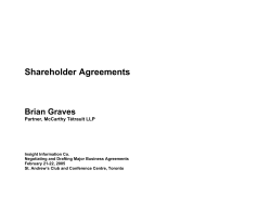 Shareholder Agreements  Brian Graves Partner, McCarthy Tétrault LLP