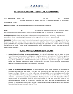 RESIDENTIAL PROPERTY LEASE ONLY AGREEMENT