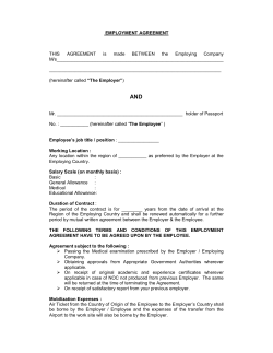 EMPLOYMENT AGREEMENT THIS  AGREEMENT  is 