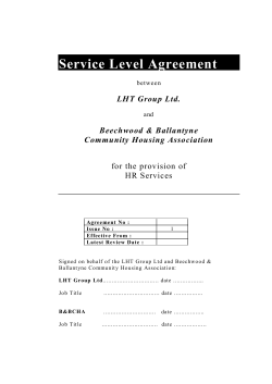 Service Level Agreement  LHT Group Ltd. Beechwood &amp; Ballantyne