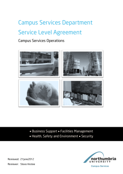 Campus Services Department Service Level Agreement Campus Services Operations