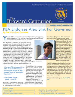 Y Broward Centurion PBA Endorses Alex Sink For Governor The