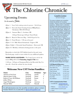 The Chlorine Chronicle Upcoming Events: June
