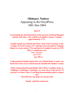 Obituary Notices Appearing in the FloydPress 2001 thru 2004 HELP