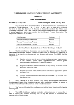1  TO BE PUBLISHED IN HARYANA STATE GOVERNMENT GAZETTE-EXTRA Notification