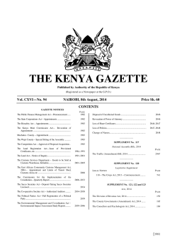THE KENYA GAZETTE  Vol. CXVI—No. 94 NAIROBI, 8th August, 2014