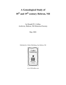 A Genealogical Study of 18 and 19 century Hebron, NH