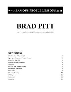 BRAD PITT www.FAMOUS PEOPLE LESSONS.com  CONTENTS: