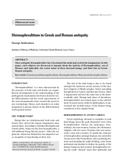 Hermaphroditism in Greek and Roman antiquity George Androutsos Historical note ABSTRACT