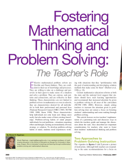 Fostering Mathematical Thinking and Problem Solving: