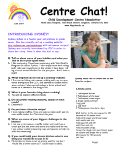 Centre Chat! INTRODUCING SYDNEY! Child Development Centre Newsletter