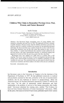 Children Who  Claim to Remember Previous Lives: Past, REVIEW ARTICLE