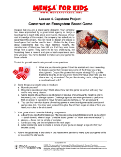 Construct an Ecosystem Board Game Lesson 4. Capstone Project: