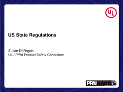 US State Regulations Susan DeRagon UL / PPAI Product Safety Consultant