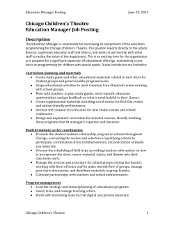 Chicago Children's Theatre Education Manager Job Posting Description