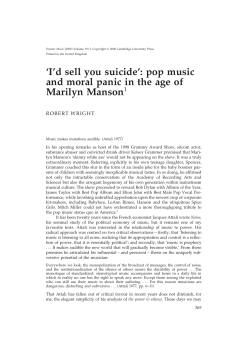 ‘I’d sell you suicide’: pop music Marilyn Manson 1