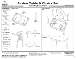 Avalon Table &amp; Chairs Set Assembly Instructions