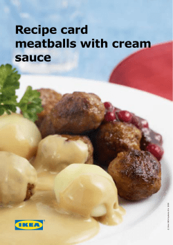 Recipe card meatballs with cream sauce . 2009