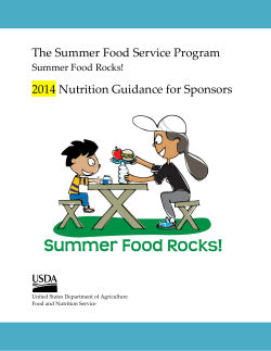 The Summer Food Service Program 2014 Nutrition Guidance for Sponsors