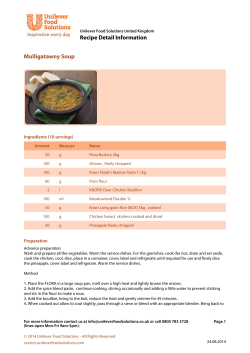 Recipe Detail Information Mulligatawny Soup Ingredients (10 servings)
