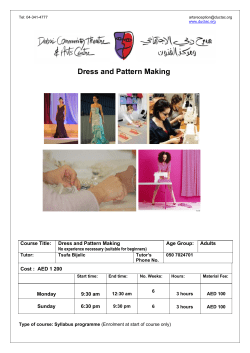 Dress and Pattern Making  Course Title: Age Group: