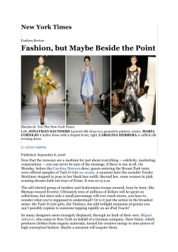 Fashion, but Maybe Beside the Point New York Times