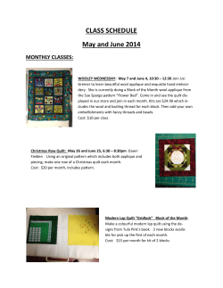 CLASS SCHEDULE May and June 2014 MONTHLY CLASSES: