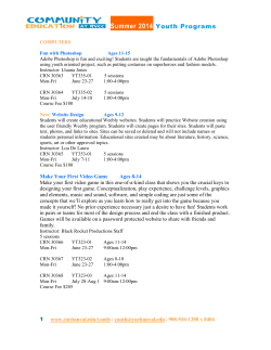 Summer 2014  Youth Programs