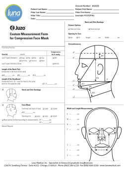 Custom Measurement Form for Compression Face Mask cE Account Number:  1014233
