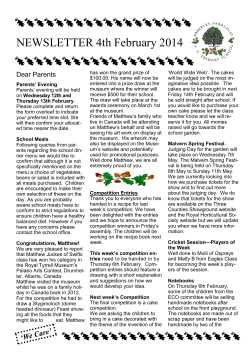 NEWSLETTER 4th February 2014  Dear Parents