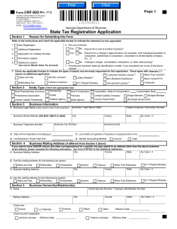 State Tax Registration Application Georgia Department of Revenue Section 1