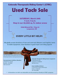 Used Tack Sale  EVERY LITTLE BIT HELPS Colorado Therapeutic Riding Center’s (CTRC)