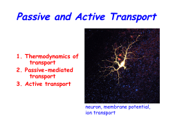 Passive and Active Transport  1. Thermodynamics of transport