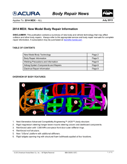 Body Repair News 2014 MDX: New Model Body Repair Information 2014 MDX