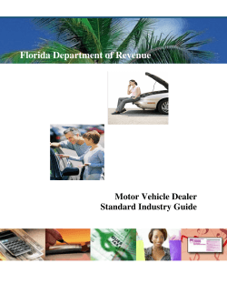 Florida Department of Revenue Motor Vehicle Dealer Standard Industry Guide