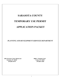 SARASOTA COUNTY  TEMPORARY USE PERMIT APPLICATION PACKET