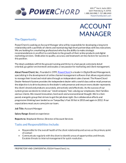 ACCOUNT MANAGER The Opportunity