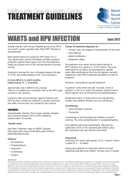 TREATMENT GUIDELINES WARTS and HPV INFECTION Melbourne Sexual Health Centre Melbourne