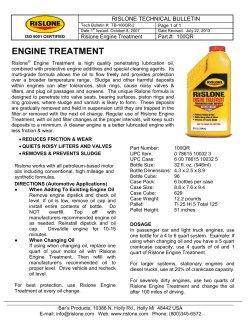 RISLONE TECHNICAL BULLETIN Rislone Engine Treatment Part #:  100QR