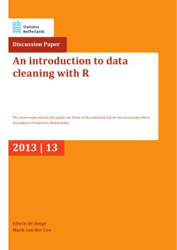 An introduction to data cleaning with R Discussion Paper