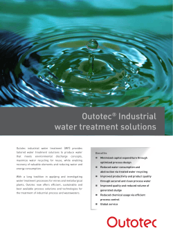 Outotec Industrial water treatment solutions ®
