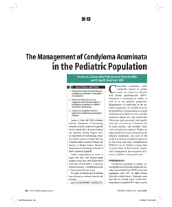 C in the Pediatric Population The Management of Condyloma Acuminata E