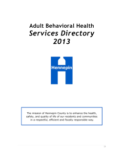 Services Directory 2013 Adult Behavioral Health