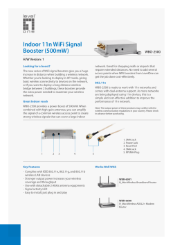 Indoor 11n WiFi Signal Booster (500mW) WBO-2500 H/W Version: 1