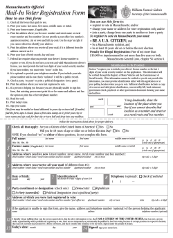 Mail-In Voter Registration Form Massachusetts Official How to use this form