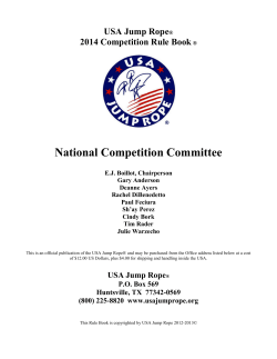 National Competition Committee USA Jump Rope 2014 Competition Rule Book