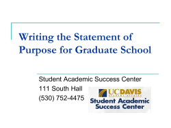 Writing the Statement of Purpose for Graduate School Student Academic Success Center