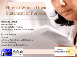 How to Write a Great Statement of Purpose Monique Limón Raslyn Rendon