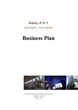 Business Plan  MAYINLAY JEWELLERY HOLDINGS (HONG KONG) COMPANY LIMITED