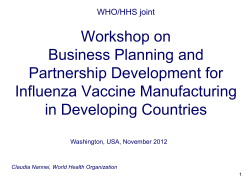 Workshop on Business Planning and Partnership Development for Influenza Vaccine Manufacturing
